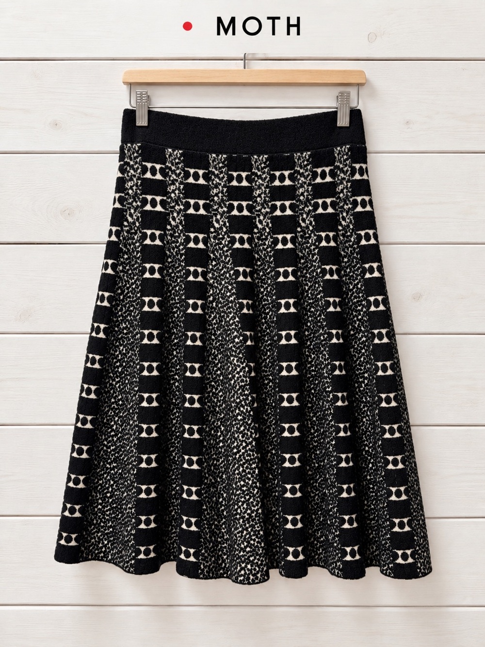 MOTH Anthropologie Black & Cream Knit Skirt – Size M
